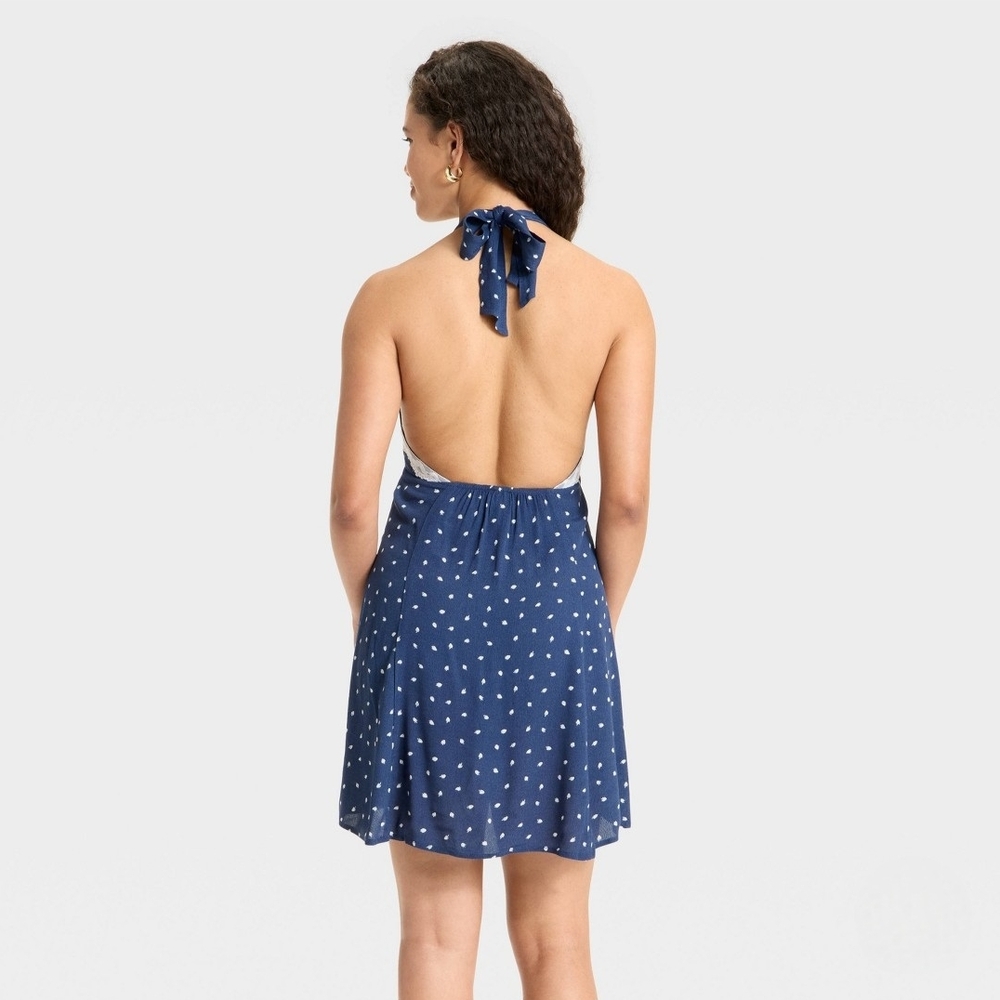 Women's Lace Trim Mini A-Line Dress - Wild Fable" Navy Blue - Picture 2 of 3